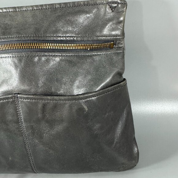 Hobo Angler Gray Leather Crossbody Bag - Picture 3 of 15
